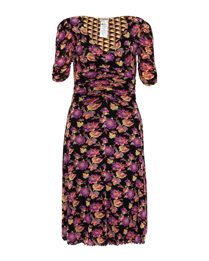 Front of a model wearing a size XL Koren Reversible Dress in ASTRAN MED BK/FEB GEO YOKE TE ABGYY by Diane von Furstenberg. | dia_product_style_image_id:266929